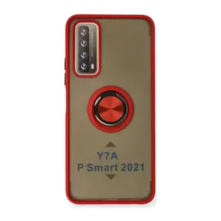 Huawei P Smart 2021 Kılıf Montreal Yüzüklü Silikon Kapak - Kırmızı