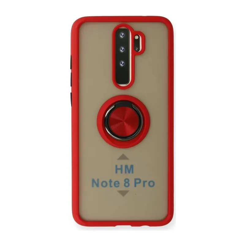 Xiaomi Redmi Note 8 Pro Kılıf Montreal Yüzüklü Silikon Kapak - Kırmızı