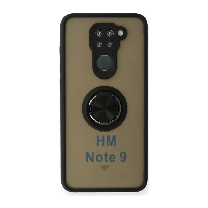 Xiaomi Redmi Note 9 Kılıf Montreal Yüzüklü Silikon Kapak - Siyah