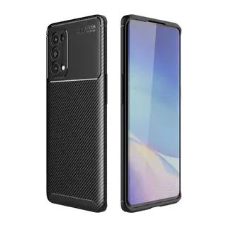 Oppo Reno 5 Pro Kılıf Auto Focus Karbon Kapak - Siyah