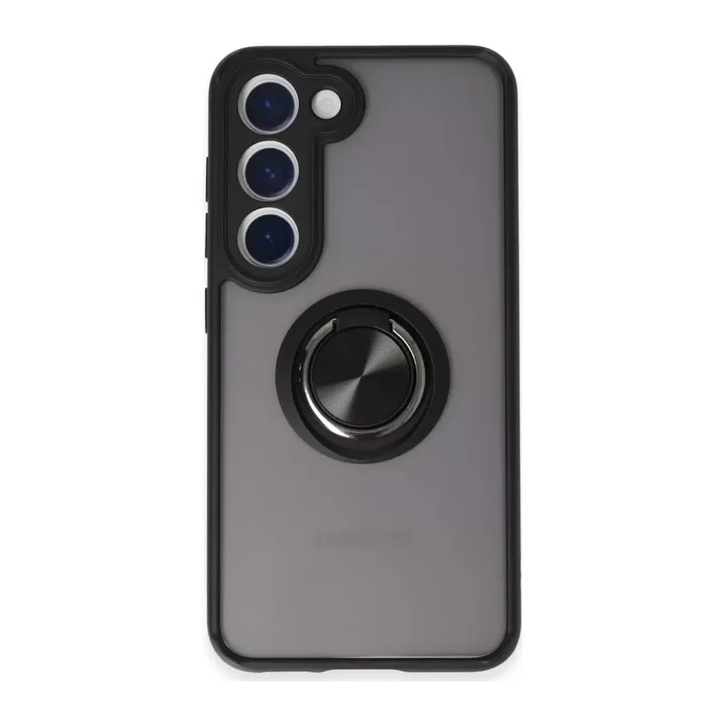 Samsung Galaxy S23 Kılıf Montreal Yüzüklü Silikon Kapak - Siyah