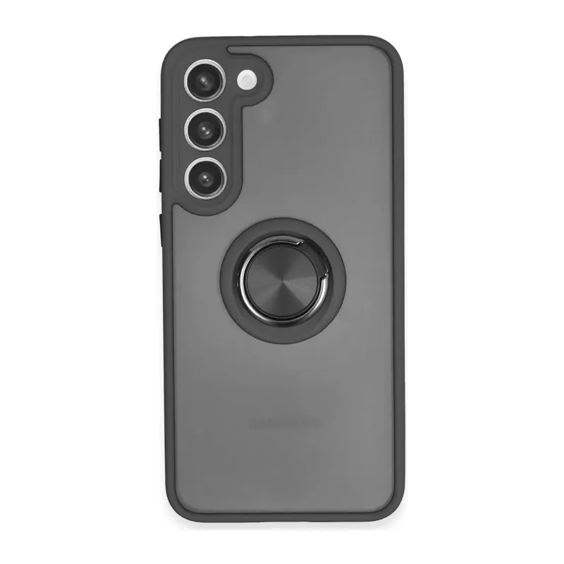Samsung Galaxy S23 Plus Kılıf Montreal Yüzüklü Silikon Kapak - Siyah