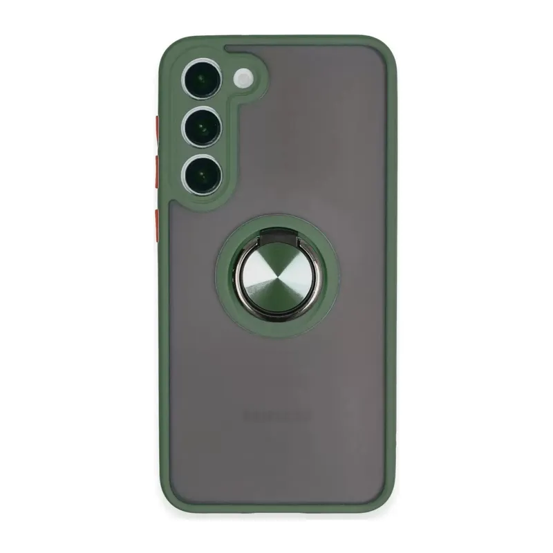 Samsung Galaxy S23 Plus Kılıf Montreal Yüzüklü Silikon Kapak - Yeşil