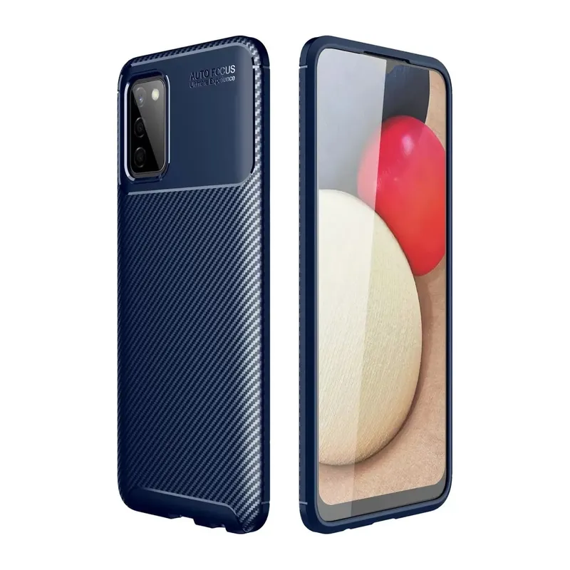 Samsung Galaxy A02s Kılıf Auto Focus Karbon Kapak - Lacivert