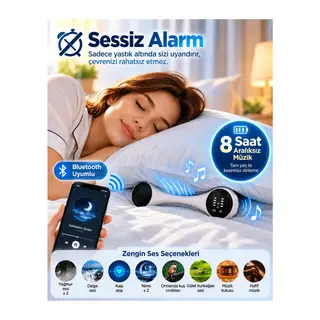 Yastık Altında Kullanılan Bluetooth Uyku Hoparlörü Sessiz Alarm Rahatlatıcı Sesler ve 8 Saat Kesintisiz Müzik