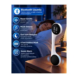 Sessiz Alarm Özellikli Bluetooth Hoparlör Yastık Altı Uyku Cihazı Doğal Ses ve 8 Saat Kesintisiz Müzik