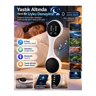 Sessiz Alarm Bluetooth Uyku Hoparlörü Yastık Altı Kullanım Rahatlatıcı Sesler 8 Saat Kesintisiz Müzik