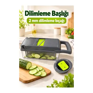 Hazneli Sebze Doğrayıcı Küp Kesim Bıçaklı Set