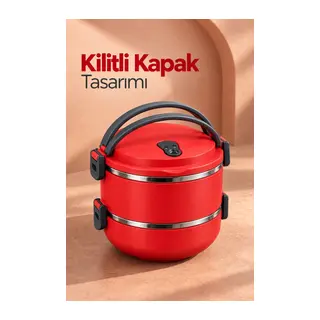 Taşıma Saplı Çelik Hazneli Yemek Kabı İkili Sefer Tası