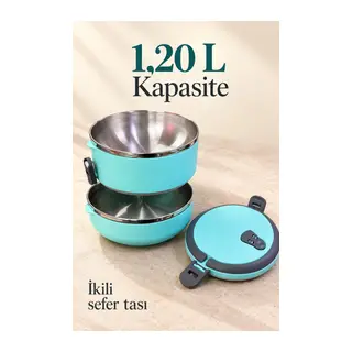 Kilitli Kapak ve Taşıma Saplı İki Katlı Beslenme Kabı