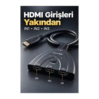 HDMI Kaynak Seçici Kablolu Çıkış ve Seçim Düğmesi