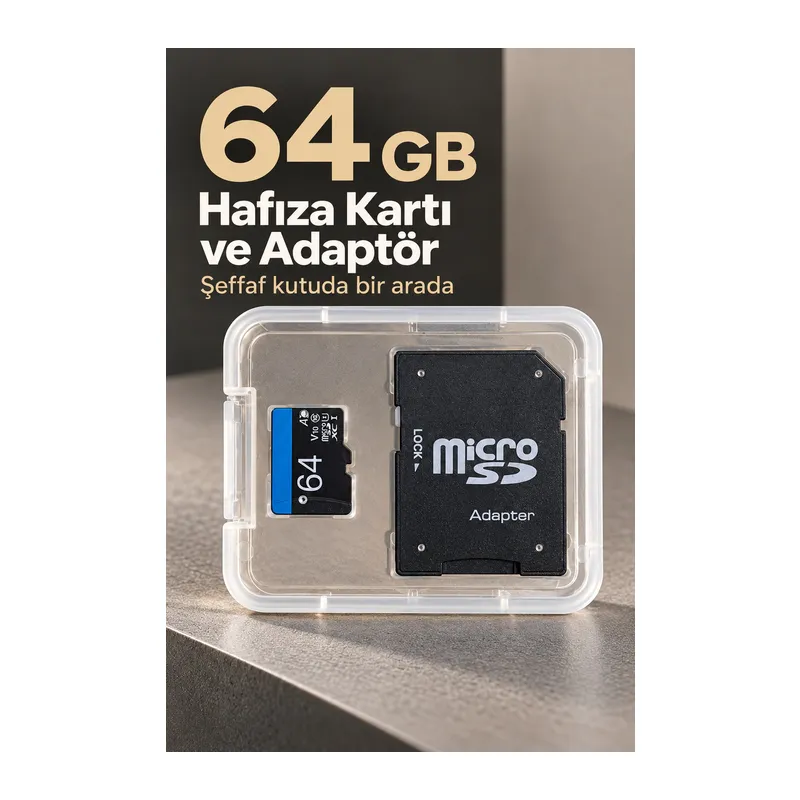 64 GB Micro SD Hafıza Kartı ve Adaptör