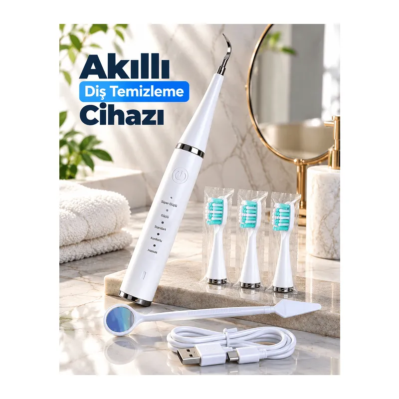 Şarjlı Akıllı Diş Temizleme Cihazı 5 Farklı Temizleme Modlu Hassas Bakım Cihazı