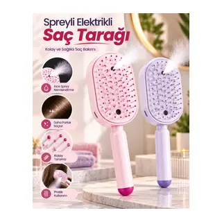 İnce Sprey Özellikli Elektrikli Saç Tarağı Kolay Temizlenebilir Şarjlı Saç Fırçası