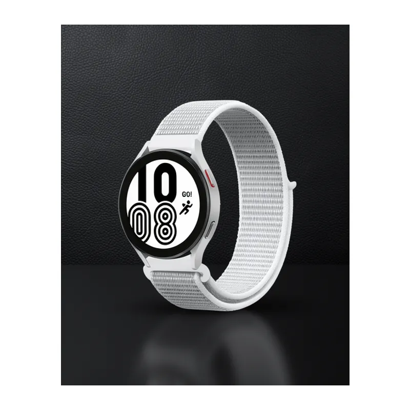 Samsung Galaxy Watch 4 Hasırlı Cırtcırtlı Kordon - Beyaz