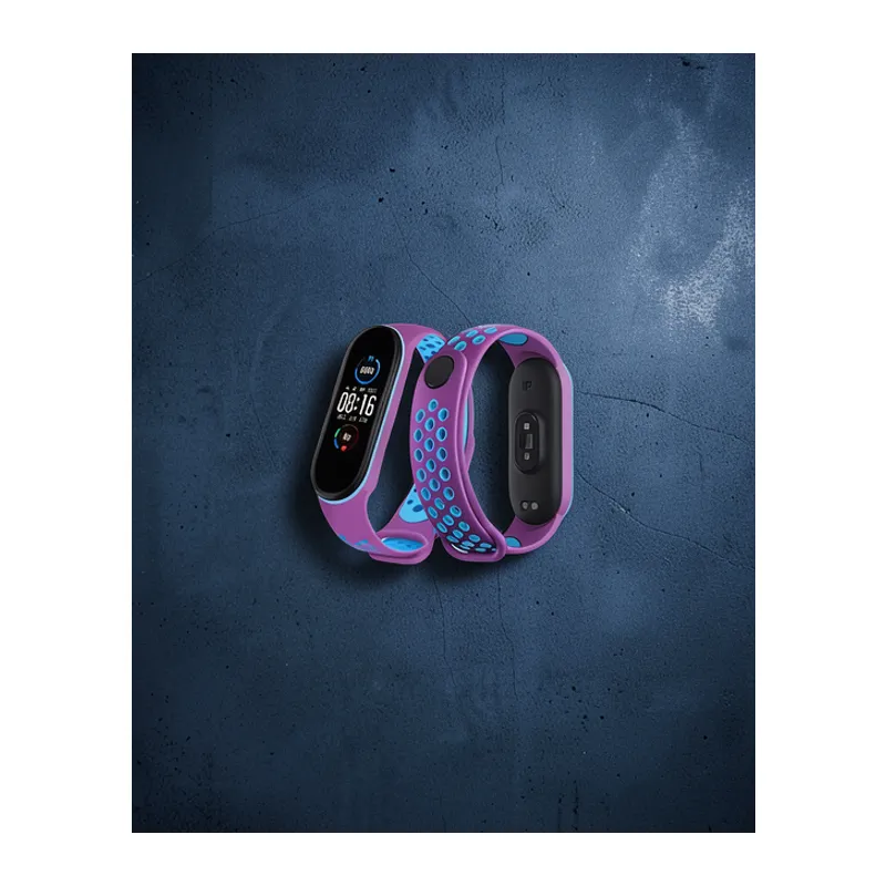 Xiaomi Mi Band 7 Spor Delikli Kordon - Mor-mavi