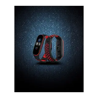 Xiaomi Mi Band 4 Spor Delikli Kordon - Siyah-kırmızı