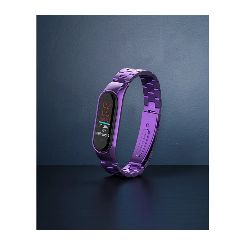 Xiaomi Mi Band 4 Metal Baklalı Kordon - Mor