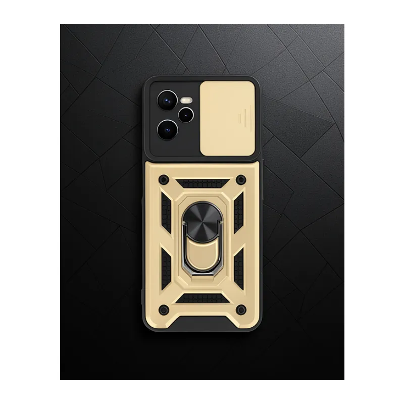 Realme C35 Kılıf Pars Lens Yüzüklü Silikon - Gold