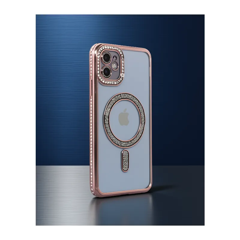 Apple İphone 11 Kılıf Joke Simli Magneticsafe Kılıf - Pembe
