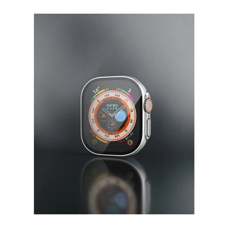 Apple Watch Ultra 49mm Legend Camlı Kasa Ekran Koruyucu - Gümüş