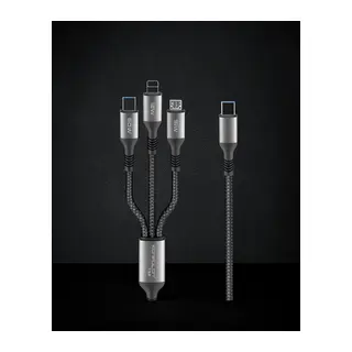 Dc62 3in1 Type-c To 60w Type-c / 12w Lightning / 15w Micro 1.2m Hızlı Şarj Kablo - Siyah