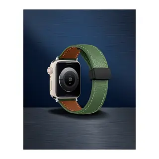 Apple Watch 42mm Kr414 Daks Deri Kordon (saat Değildir) - Koyu Yeşil