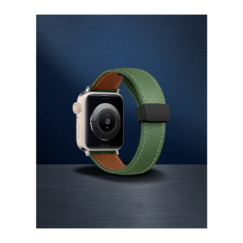 Apple Watch 42mm Kr414 Daks Deri Kordon (saat Değildir) - Koyu Yeşil