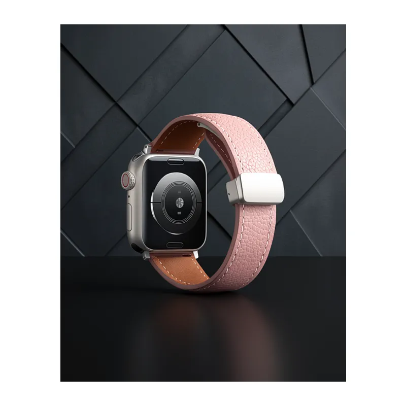 Apple Watch 42mm Kr414 Daks Deri Kordon (saat Değildir) - Pembe