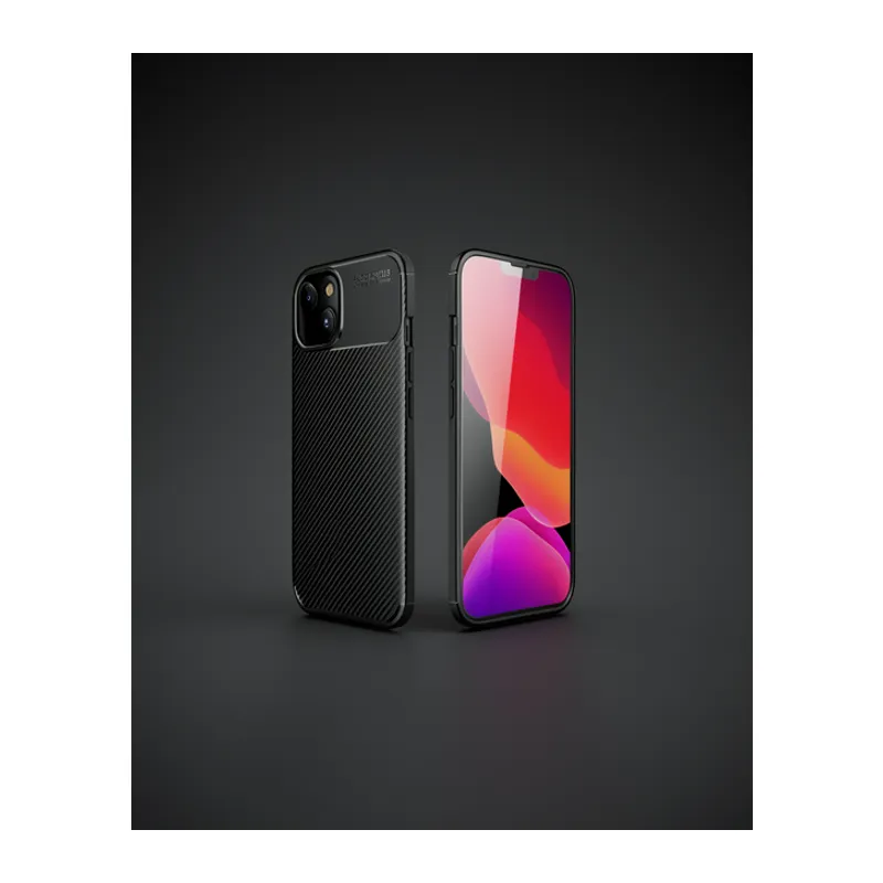 Apple İphone 15 Kılıf Auto Focus Karbon Kapak - Siyah