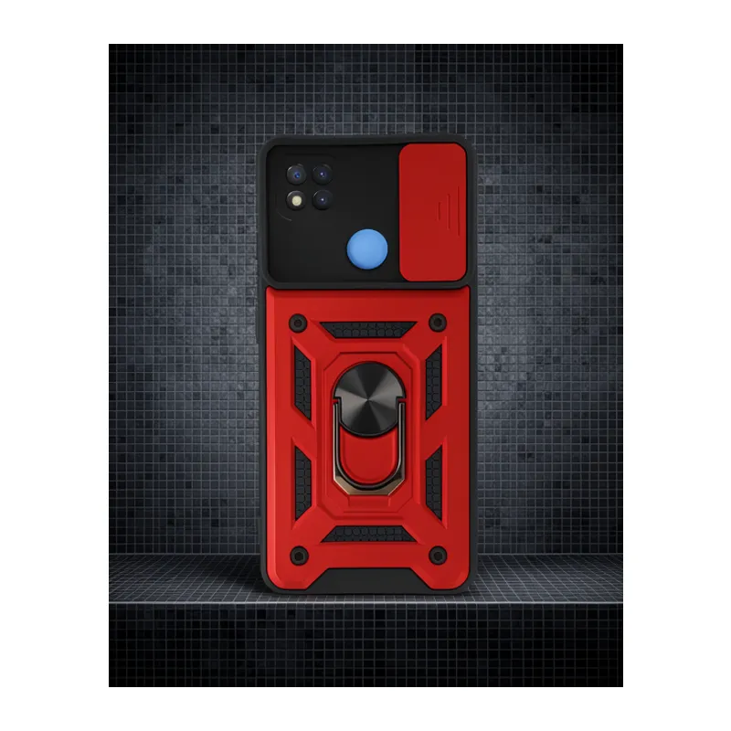 Xiaomi Redmi 9c Kılıf Pars Lens Yüzüklü Silikon - Kırmızı