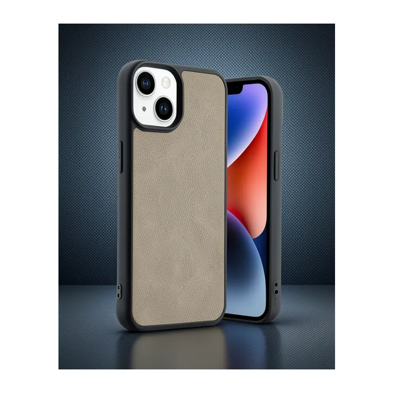 Apple İphone 15 Kılıf Aras Deri Kapak - Pudra