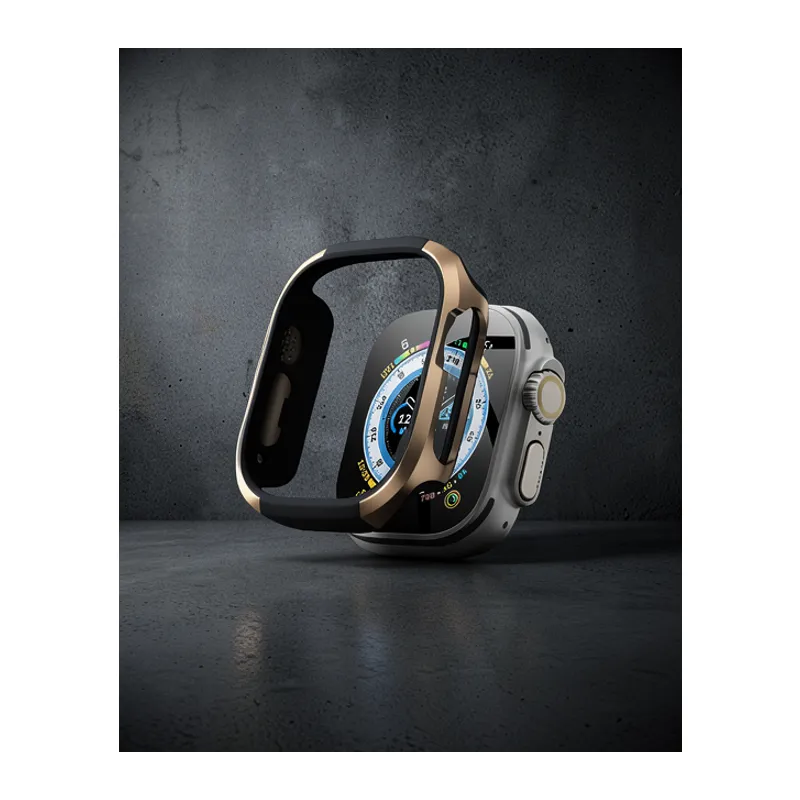 Apple Watch Ultra 49mm Mo-wt3 Alüminyum Camlı Kasa Ekran Koruyucu - Gold