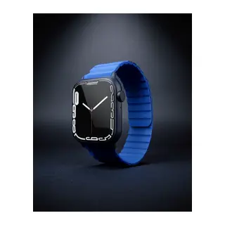 Apple Watch 42mm Mo-wb1 Çift Renk Mıknatıslı Silikon Kordon (saat Değildir) - Lacivert-mavi
