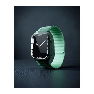 Apple Watch 42mm Mo-wb1 Çift Renk Mıknatıslı Silikon Kordon (saat Değildir) - Koyu Yeşil-açık Yeşil