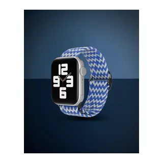 Apple Watch 42mm Kordon - Zigzag Beyaz-mavi