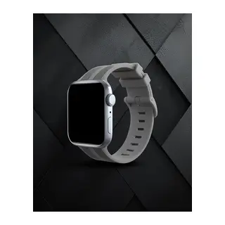 Apple Watch 38mm Kr408 Çizgili Silikon Kordon - Koyu Gri