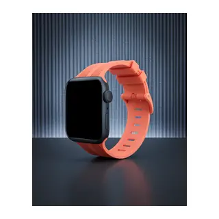 Apple Watch 38mm Kr408 Çizgili Silikon Kordon - Turuncu