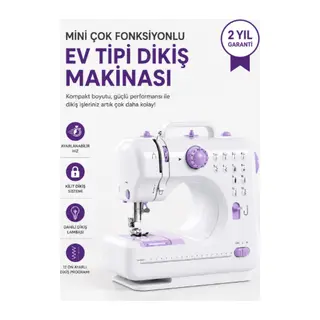 Kompakt Çok Fonksiyonlu Dikiş Makinesi 12 Desenli Ayarlanabilir Hızlı Ayak Pedallı