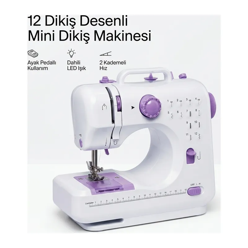 12 Farklı Dikiş Desenli Mini Dikiş Makinesi
