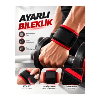 Ayarlı Bileklik Güçlü Cırt Cırtlı Sabitleme Geniş Sarım Siyah Kırmızı