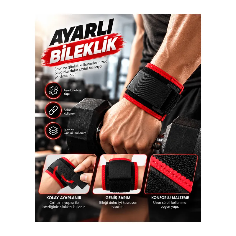 Bileği Kavrayan Ayarlı Bileklik Geniş Bantlı Cırt Cırtlı Rahat Kullanım