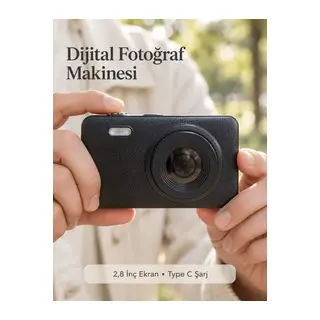 Günlük ve Seyahat Kullanımına Uygun Ekranlı Siyah Fotoğraf Makinesi