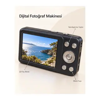 64 GB’a Kadar Hafıza Kartı Destekli Siyah Dijital Fotoğraf Makinesi