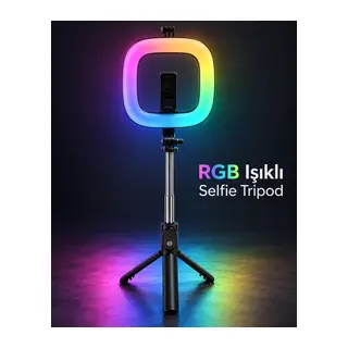 Fotoğraf ve Video Çekimi İçin RGB Halka Işık Bluetooth Kumandalı Telefon Tripodu