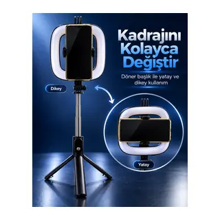 Parlaklık Ayarlı RGB Halka Işık Kablosuz Kumandalı ve Telefon Tutuculu Tripod