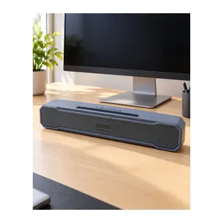 İnce Dikdörtgen Gövdeli Çift Hoparlörlü Stereo Ses Sunan Kablosuz Masaüstü Ses Sistemi