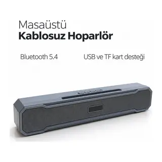 Metal Izgara Ön Yüzeyli Uzun Gövdeli USB Destekli Kablosuz Masaüstü Hoparlör