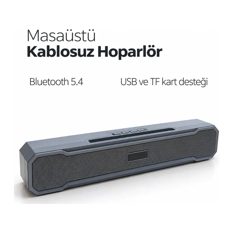 Metal Izgara Ön Yüzeyli Uzun Gövdeli USB Destekli Kablosuz Masaüstü Hoparlör