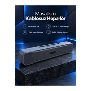 Yatay Formlu Telefon Standlı Type C Şarj Girişli Bluetooth Masaüstü Ses Sistemi